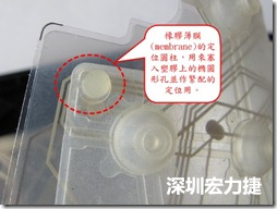 橡膠薄膜(membrane)的定位圓柱，可以用來塞入塑膠上的橢圓形孔洞，最為緊配的定位之用。